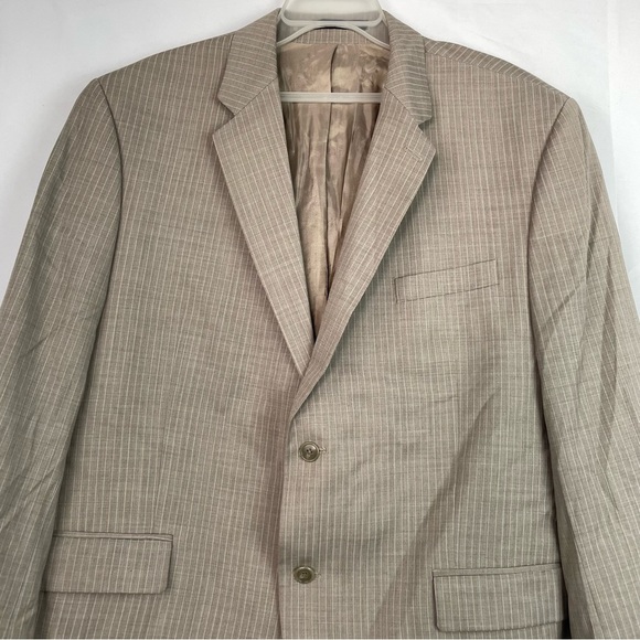 Calvin Klein Wool Tan Blazer Striped - Picture 2 of 11